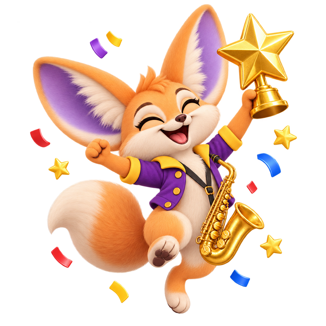 Le fennec célèbre avec un trophée étoilé