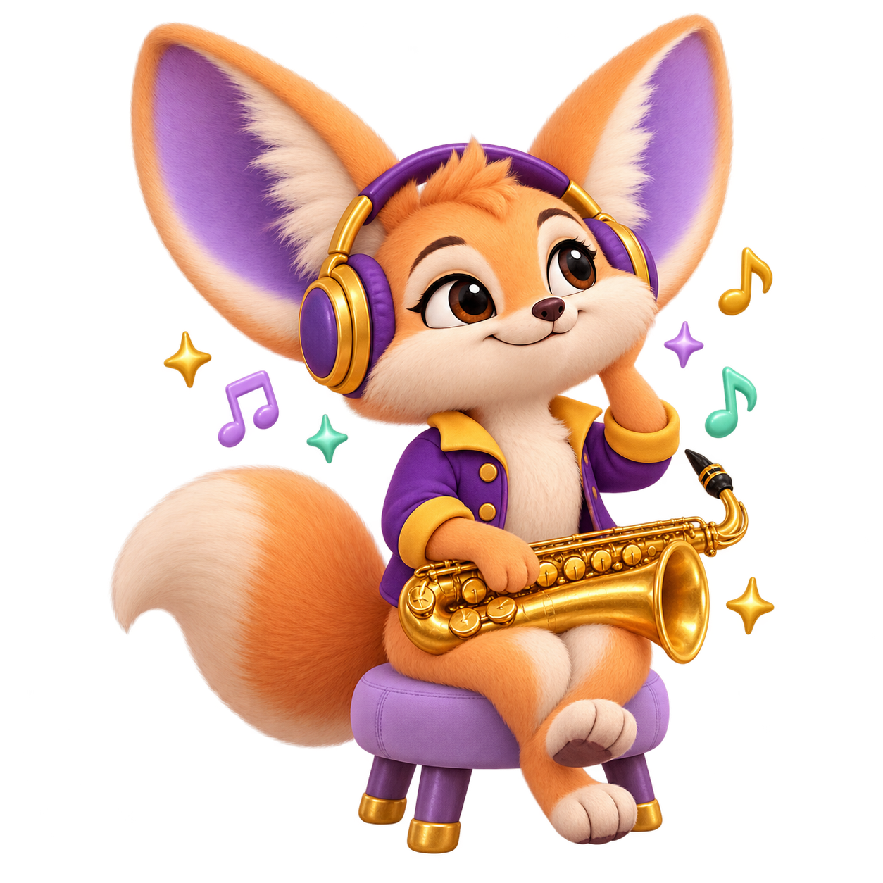 Le fennec écoute le groupe au casque